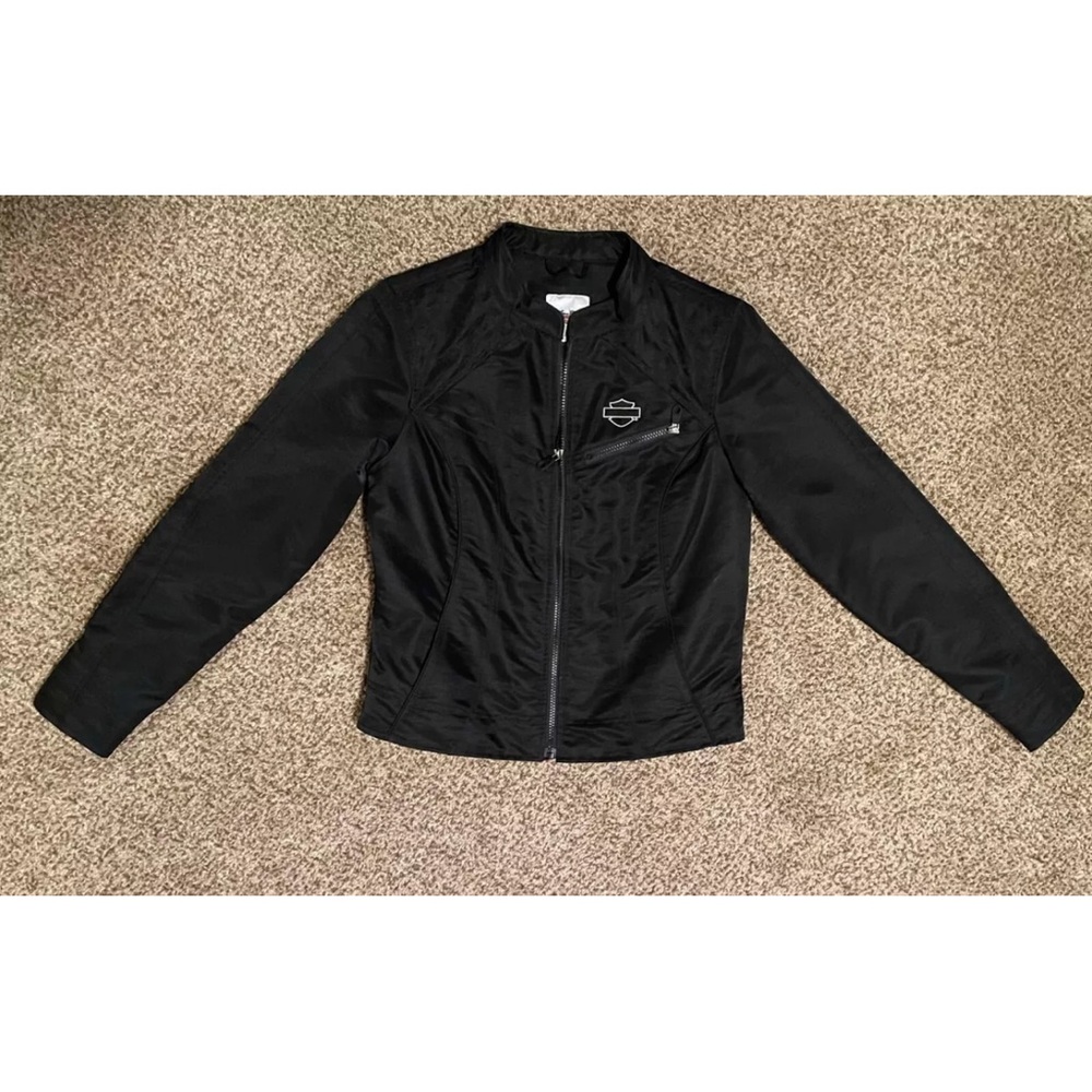 Harley Davidson Wind Breaker/Rain Jacket  Black w/ Silver Rhinestones Medium